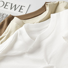 清仓价春夏款短袖t恤女重磅竹节棉310g宽松圆领纯色上衣女体恤衫