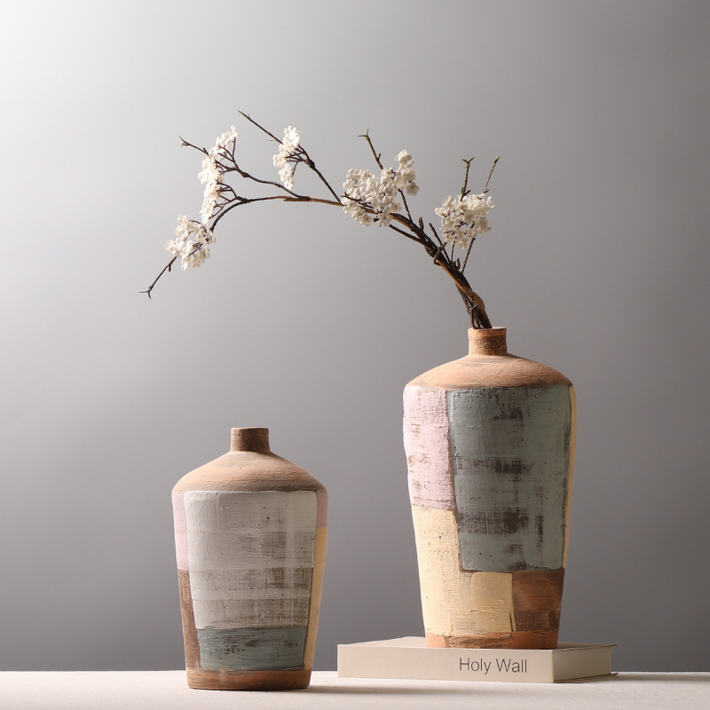 Japanese Style Pink Coarse Pottery Flower Ware Tea Room Study Dried Flower Vase Color Matching Small Mouth Ornaments Creative Pottery Japanese Style Pink Coarse Pottery Flower Ware Tea Room Study Dried Flower Vase Color Matching Small Mouth Ornaments Creative Pottery