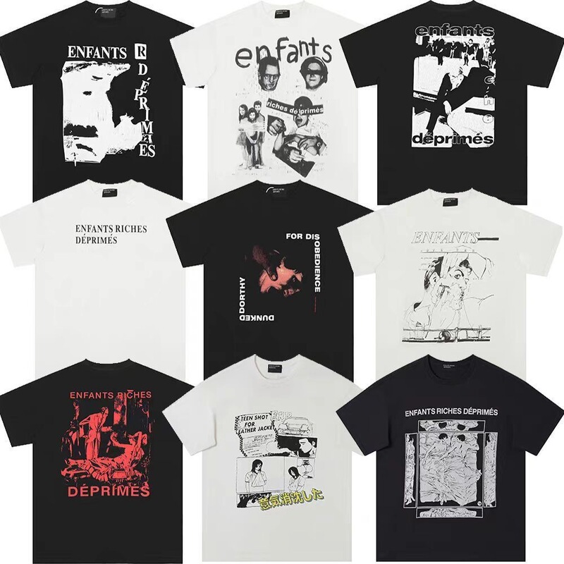 Erd Melancholy Rich Second-Generation American Style Trendy White Ink Direct Print Unisex Loose Fit Couple Short Sleeve Plus Size Summer T-Shirt Erd Melancholy Rich Second-Generation American Style Trendy White Ink Direct Print Unisex Loose Fit Couple Short Sleeve Plus Size Summer T-Shirt