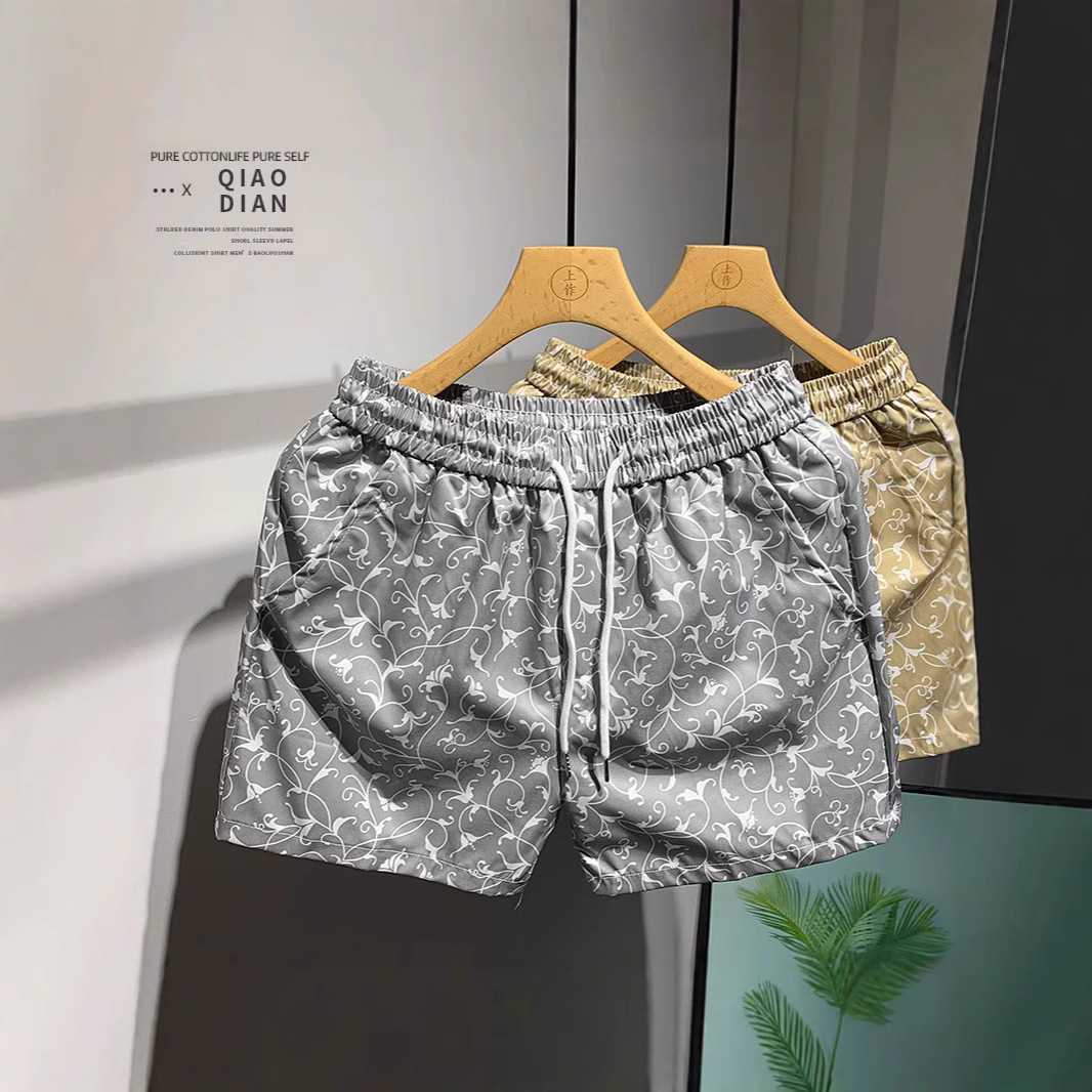 Men's Quick-Dry Athletic Shorts 3/4 Length, Casual Elastic Waistband Lounge Shorts For Gym Running Beach_viptrois.com