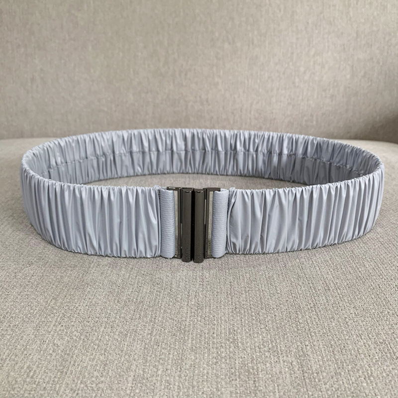 Nuevo cinturón elástico brillante de tela plisado cintura elástica sello ancho de las mujeres todo partido con cintura para adelgazar