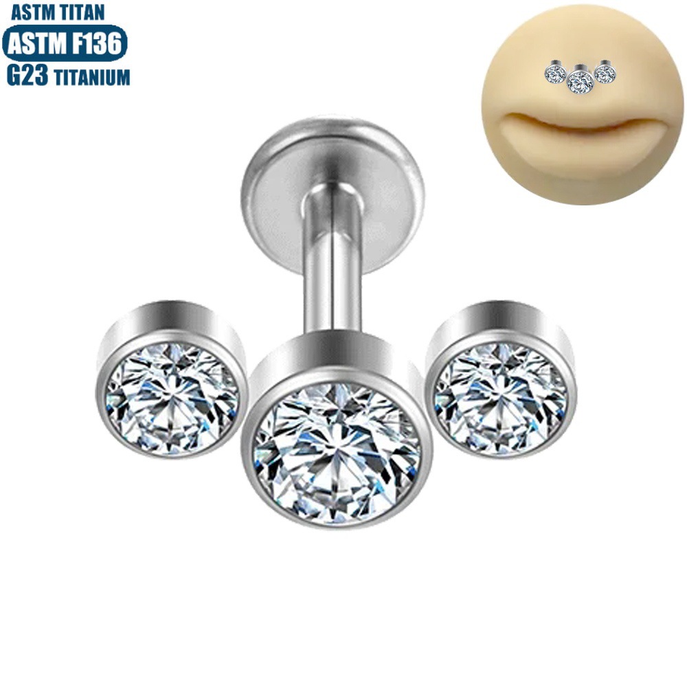 Labret stud lip piercing jewelry styling detail