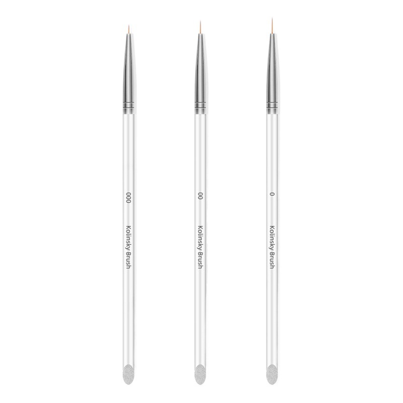 Cruz-frontera varilla de cristal transparente de tres piezas de dibujo pluma de pintura de uñas pluma de doble cabeza de doble propósito pluma de dibujo de uñas