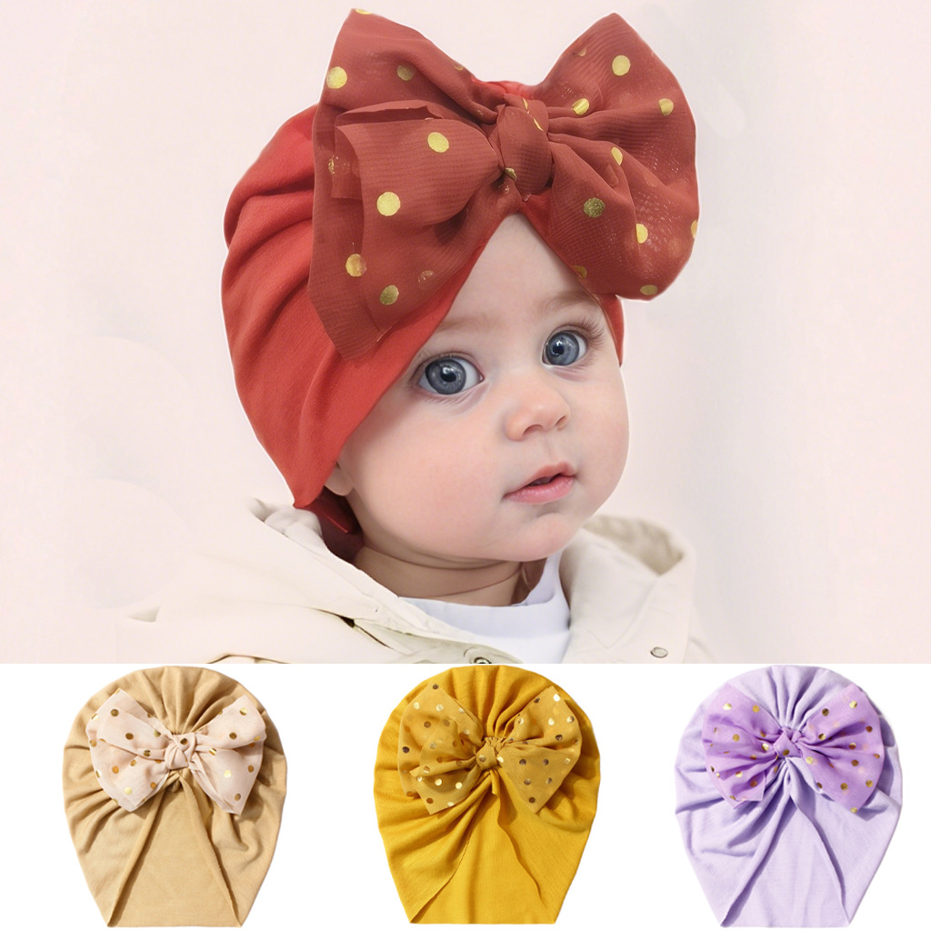 brand children's solid color breathable comfortable hat with bow