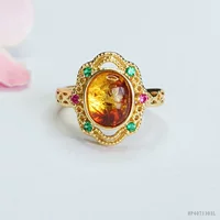 Кольцо Xinyu Baltic Amber Flower Paper указывает на национальный прилив ювелирных изделий в прямом эфире оптовая продажа HP4071303L