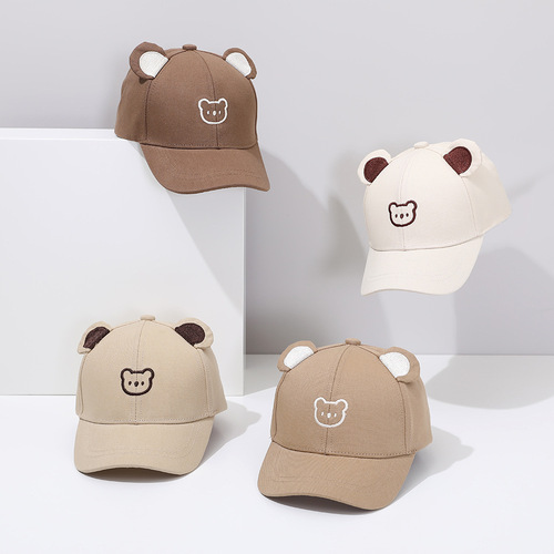 Summer thin small bear baby hat boys' cute super adorable baseball cap girls' sun protection and sunshade visor hat