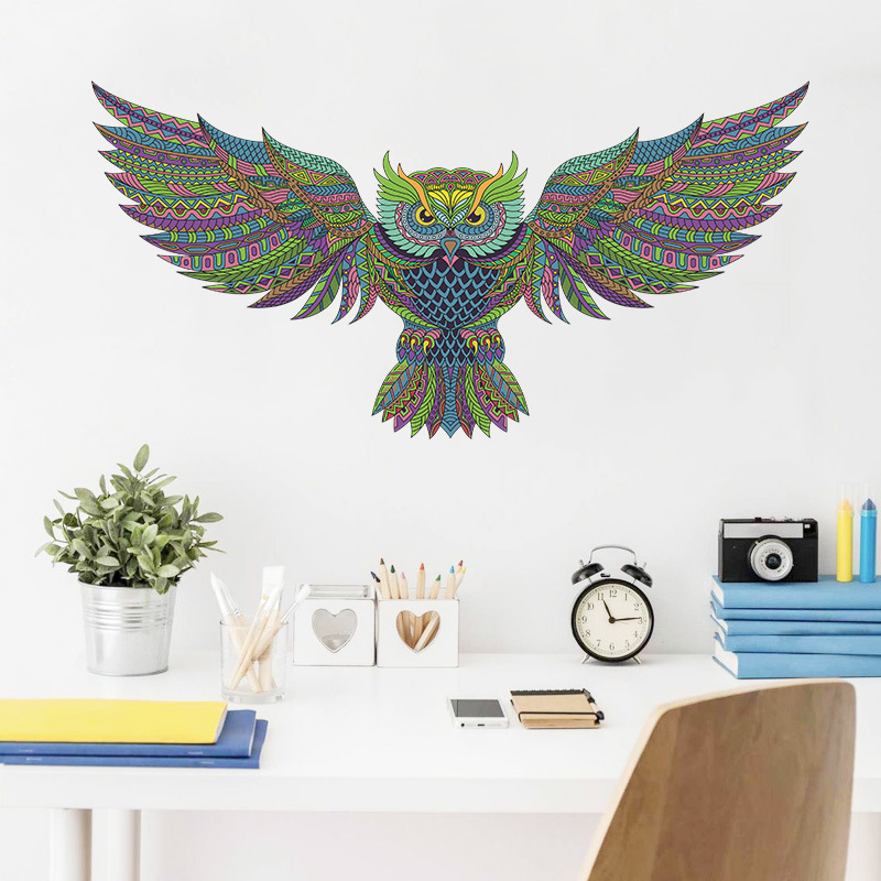 New Cartoon Winged Colored Owl Wall Sticker display picture 3