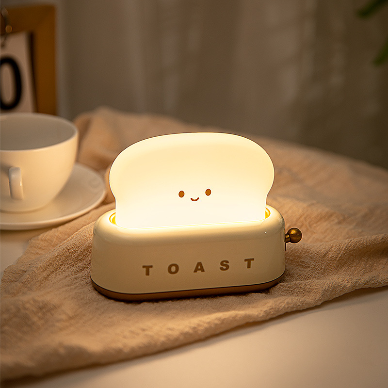 Bread Machine Night Light Creative USB Charging Dimming Lighting Table Lamp Led Warm Light Bedroom Bedside Timing With Sleeping Light
