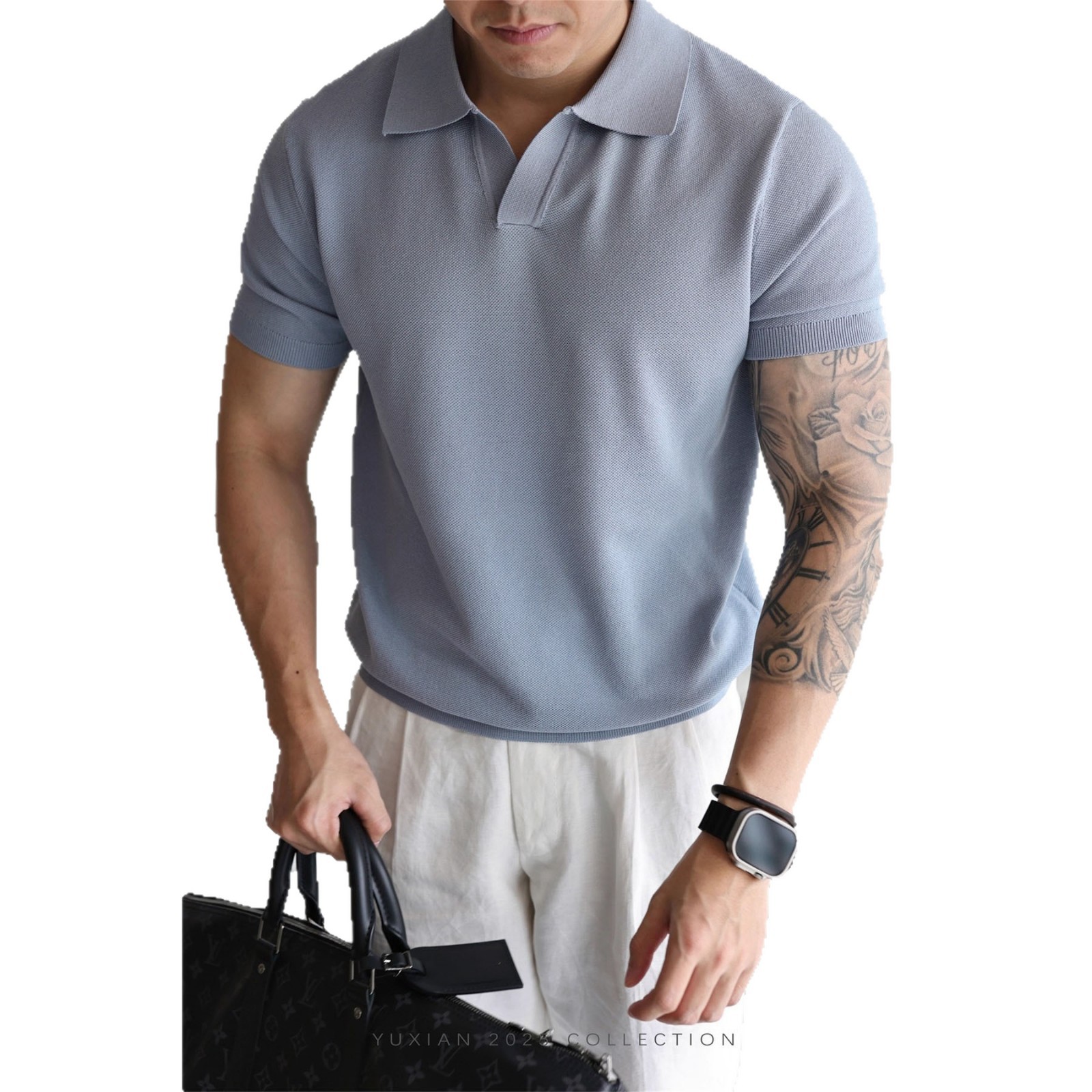 Polo camiseta de cuello V camiseta de manga corta hombre gaviota de negocios de verano camiseta de hielo comercio exterior al por mayor transfronterizo image 6
