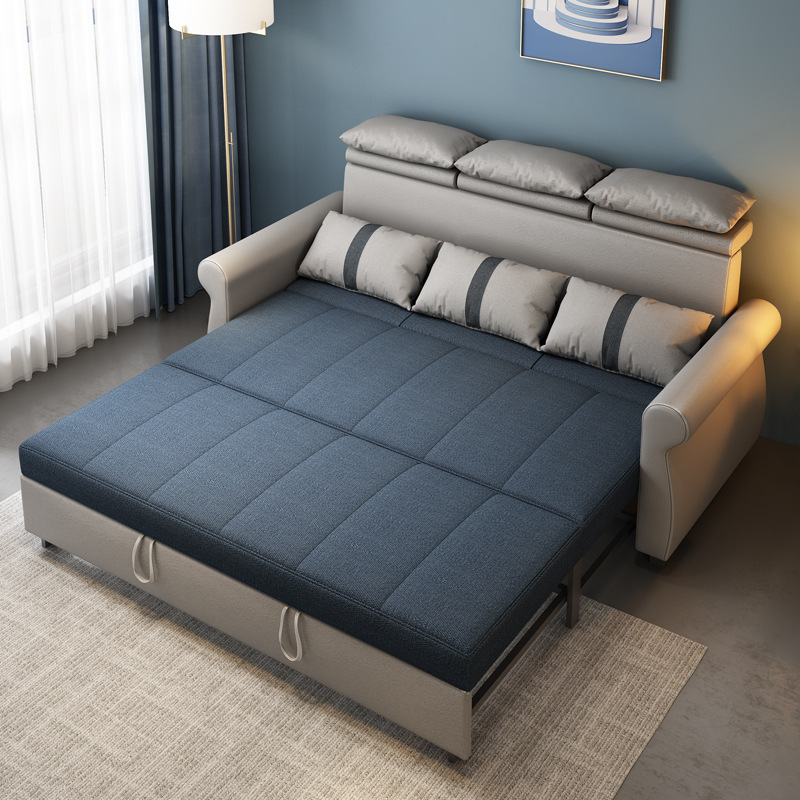 Tecnología de tela sofá cama plegable sala de estar pequeño sofá doble triple multifuncional sofá cama de doble uso