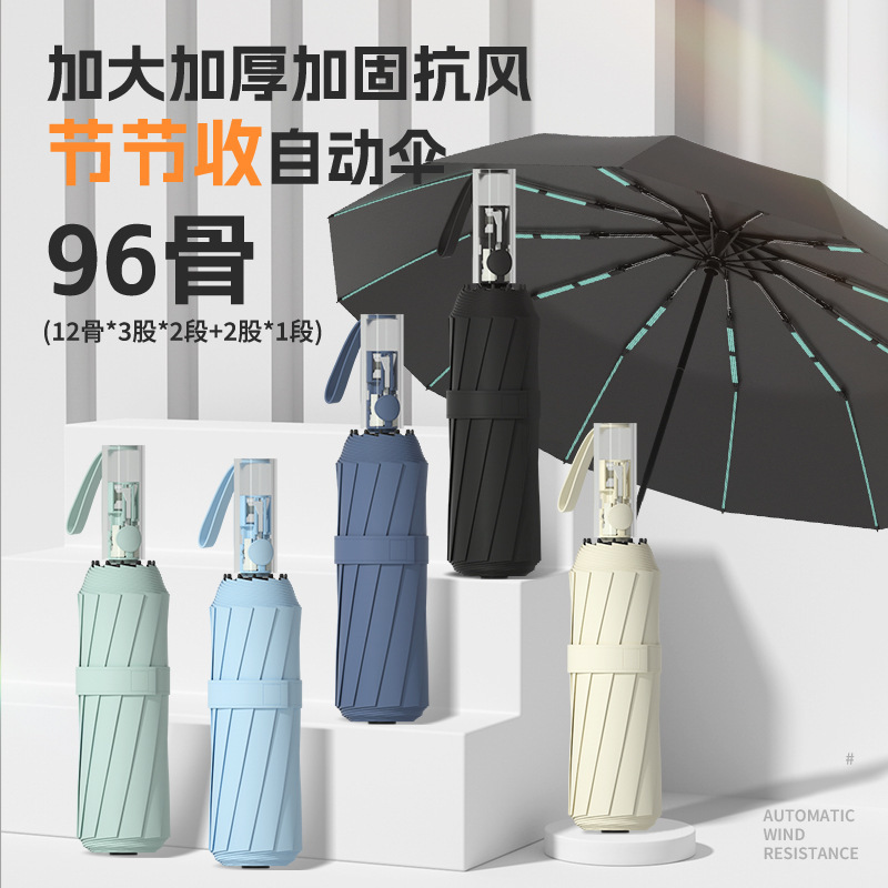 Transparent mechanical full-automatic dual-purpose umbrella sunscreen UV protection high-level men's anti-rebound sunshade umbrella