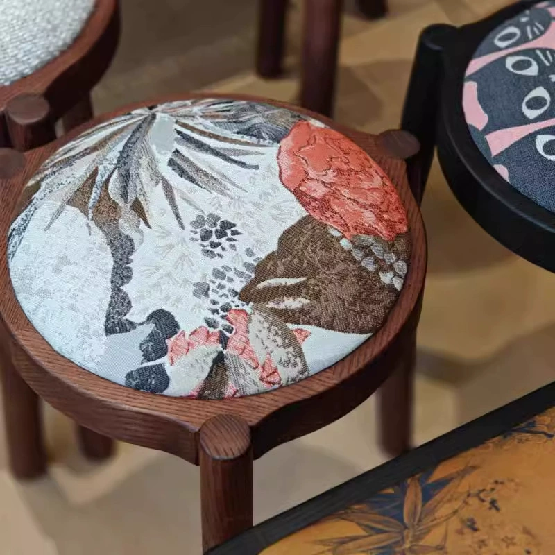 Французский ретро обеденный стул из цельного дерева, обеденный стул для ресторана, дома, штабелируемый, в стиле середины века, табурет для макияжа для спальни, табурет для туалетного столика