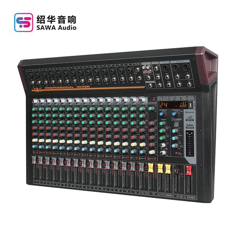 Mezclador profesional 6-24 carretera etapa banda Conferencia actividades de rendimiento al aire libre USB Bluetooth DJ efecto Mezclador