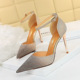 286-3 European and American wind hollow sexy party shoes high heel with shallow pointed mouth color matching shoes one word with sandals