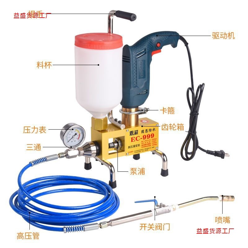 高压注浆机灌浆机注浆液聚氨酯止水针头防水注浆机9999注浆机配件