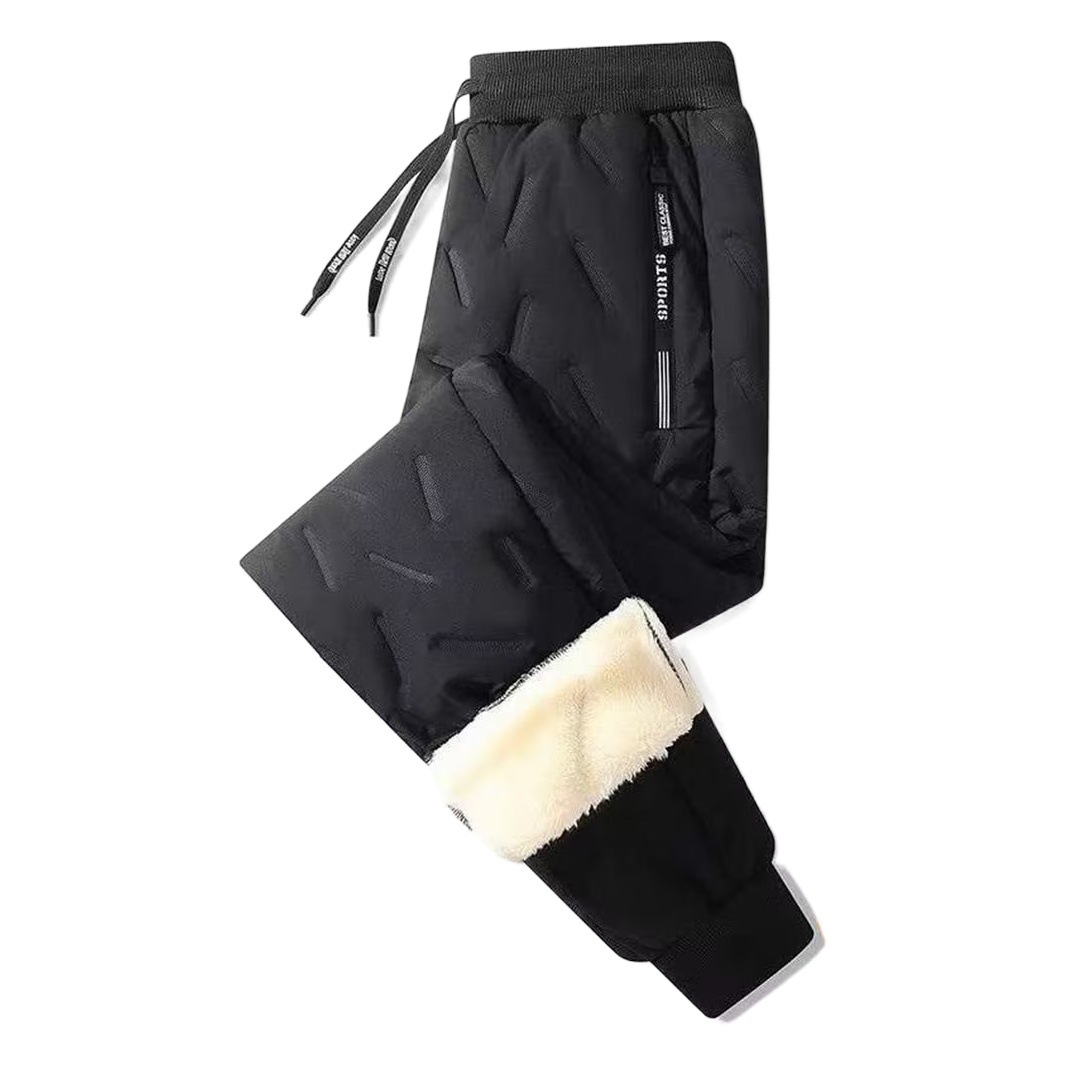 Lana de cordero nuevos pantalones de algodón para hombres ropa de invierno forrada de lana gruesa suelta más tamaño a prueba de viento noreste casual pantalones cálidos