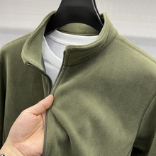 奥粒绒卫衣男立领拉链开衫外套秋冬季男装加厚保暖摇粒绒纯色夹克