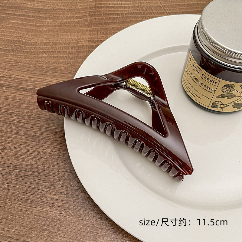 Milk Brown horquilla grande hacia atrás cabeza clip de pelo tocado de las mujeres principios de primavera de alto grado updo tiburón horquilla