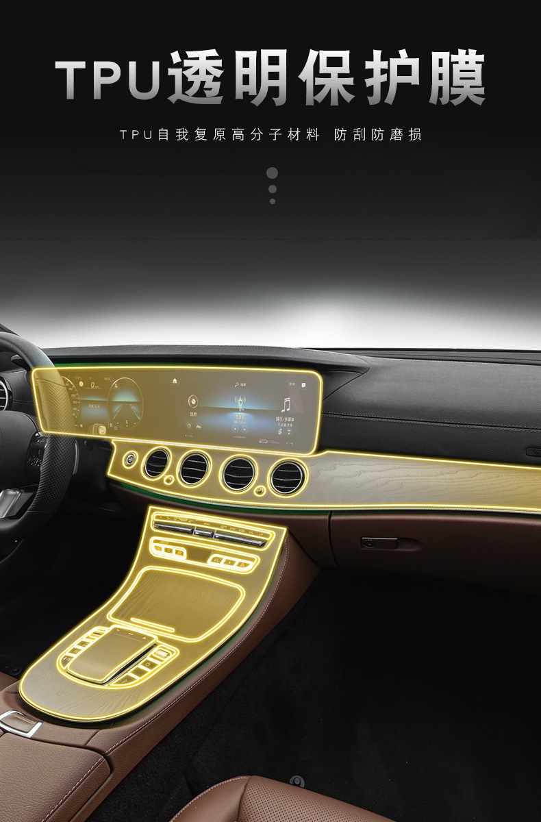 21-25 Imported Mercedes-Benz E-Class Screen Central Control Body Interior Car Modification Transparent Car Cover Tpu Protective Film
