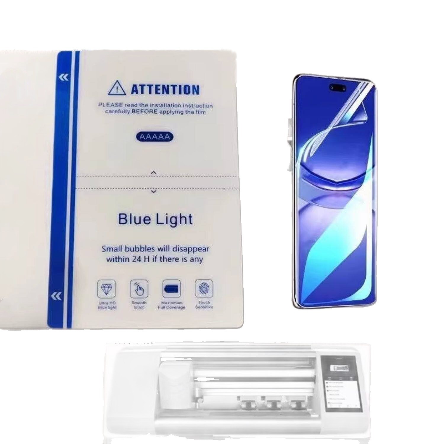 Tpu especial para la máquina de película de cuchillo, película anticoagulante anti - luz azul, protección ocular contra la miopía, pantalla completa pegada a 4 capas de corte de película de teléfono móvil de posicionamiento