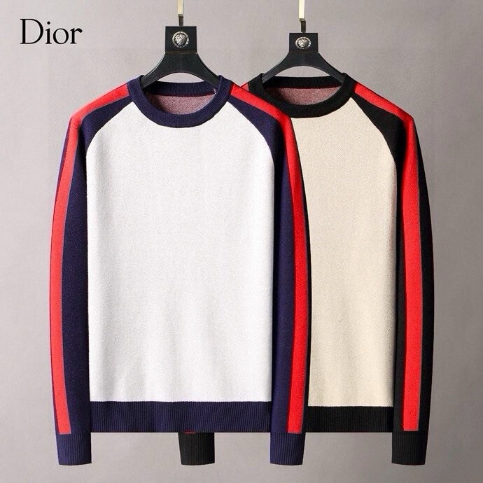 European Cross-Border Exclusive Autumn and Winter Luxury New D Letter Color-Block Jacquard Crew Neck Pullover Knit Sweater for Men European Cross-Border Exclusive Autumn and Winter Luxury New D Letter Color-Block Jacquard Crew Neck Pullover Knit Sweater for Men
