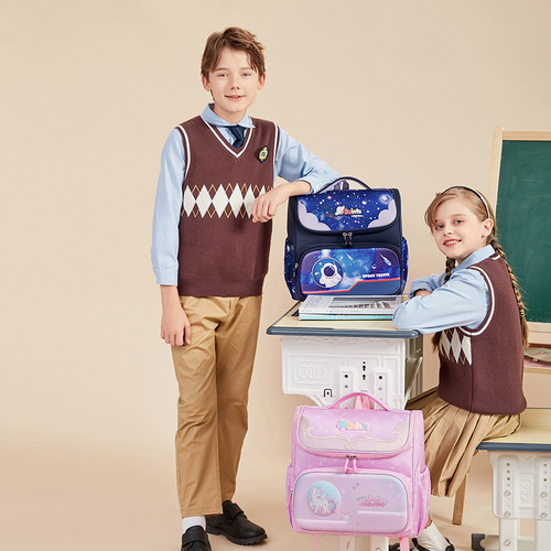 New horizontal version schoolbag girls lightweight spine protection cartoon large capacity waterproof and wear-resistant children's backpack for grades 1-3