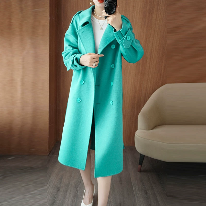 Женское trench coat, кашемирово-шерстяной смесью, средняя длина, оверсайз, увеличенная толщина