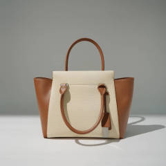 新款通勤女士大容量牛皮托特包 真皮小眾高級感撞色斜挎手提包女