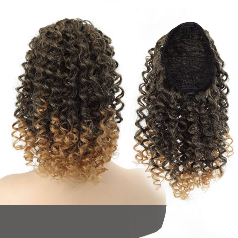 Perucas de comercio exterior de cola de caballo femenina cuerda de dibujo de caballo africana pequeña cabeza explosiva esponjosa fibra química de cola de caballo corta peruca cola de caballo al por mayor