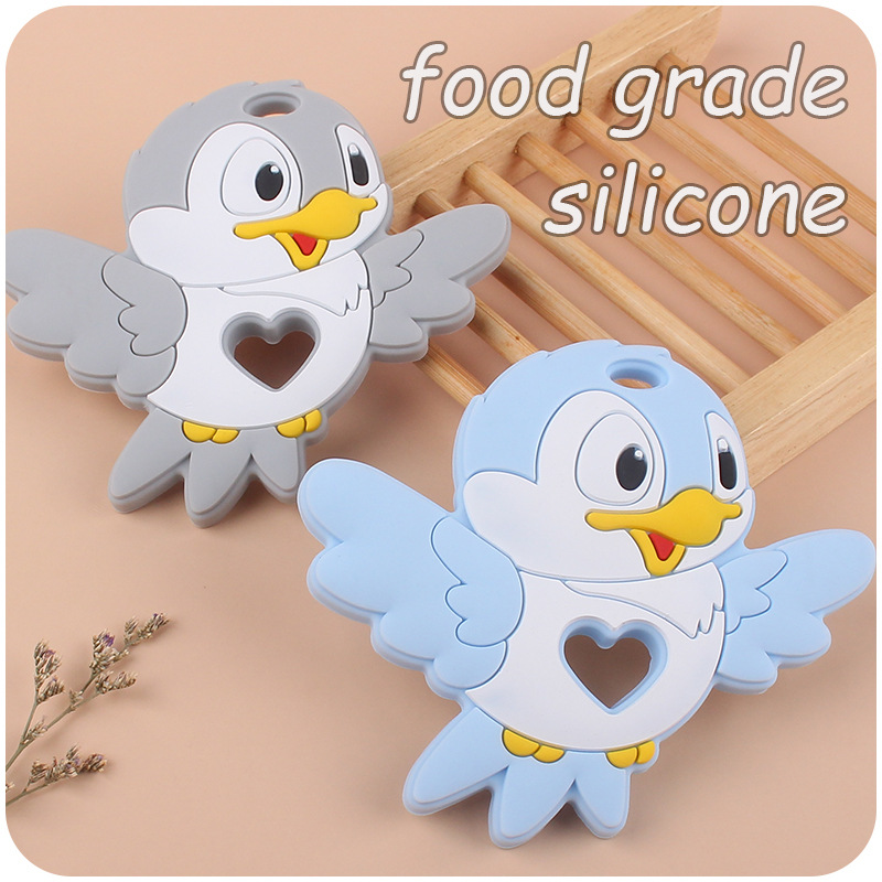 Bebé suministros de dibujos animados animal silicona mordedor pájaro creativo bebé silicona mordedura molar juguete nuevo