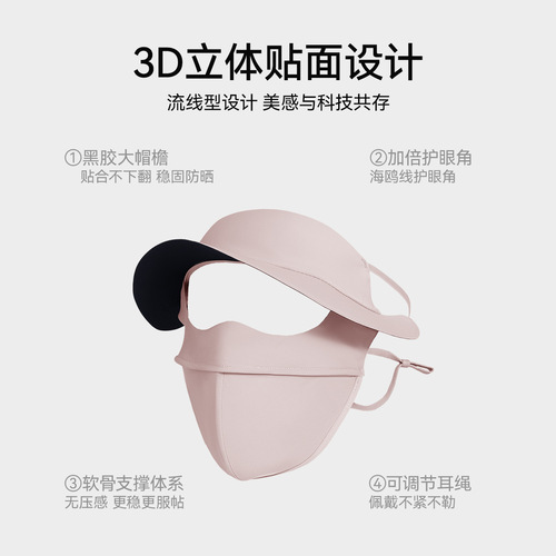 Ice Silk Sun Protection Face Mask with Ear Hooks and Neck Cover, Anti-Ultraviolet Full-Face Mask with Upgradeable Detachable Brim Sun Protection Mask