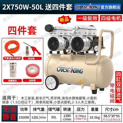 Hava kompressorları: Woodworking Spray Paint Air Pump - new-double-head-750wx2-50l-gift-package