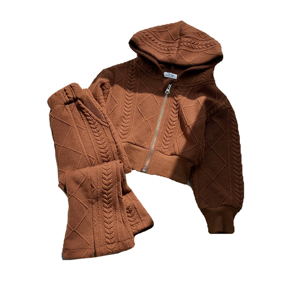 Осенний набор, детский универсальный свитер для отдыха, knitted jacket с капюшоном, корейский стиль