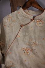 S6918 秋冬新款纯亚麻连衣裙加绒打底文艺宽松中式复古旗袍