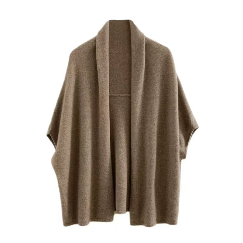 High-End Bat-Sleeve Pure Wool Shawl Cardigan with Stacked Collar Design, Western-Style Jacket, Knitted Outer Cape Top High-End Bat-Sleeve Pure Wool Shawl Cardigan with Stacked Collar Design, Western-Style Jacket, Knitted Outer Cape Top