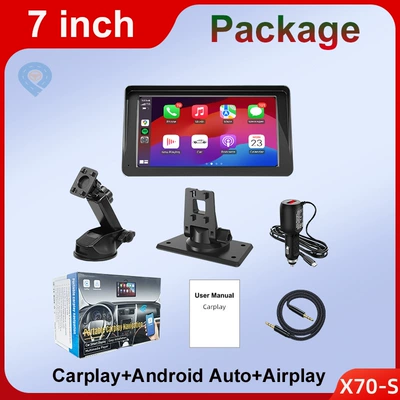Cross-border portable 7-inch car smart screen wireless Carplay car truck display HD Bluetooth reversing (Car display) - standard-7inch-portable-screen-wireless-carplayandroid-autoairplay-dual-bracket-cross-border-english-version