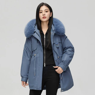 Winter Women's parka Jacket 冬棉服女中长款加绒派克服棉衣外套