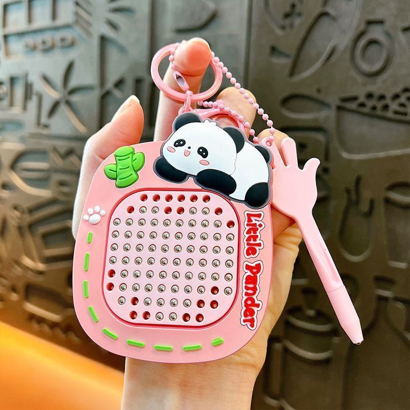 Panda magnetic bolas de acero tablero de dibujo de dibujo de dibujos animados juguetes de dibujos animados llaveros vacaciones regalo de estudiantes colgantes mochila