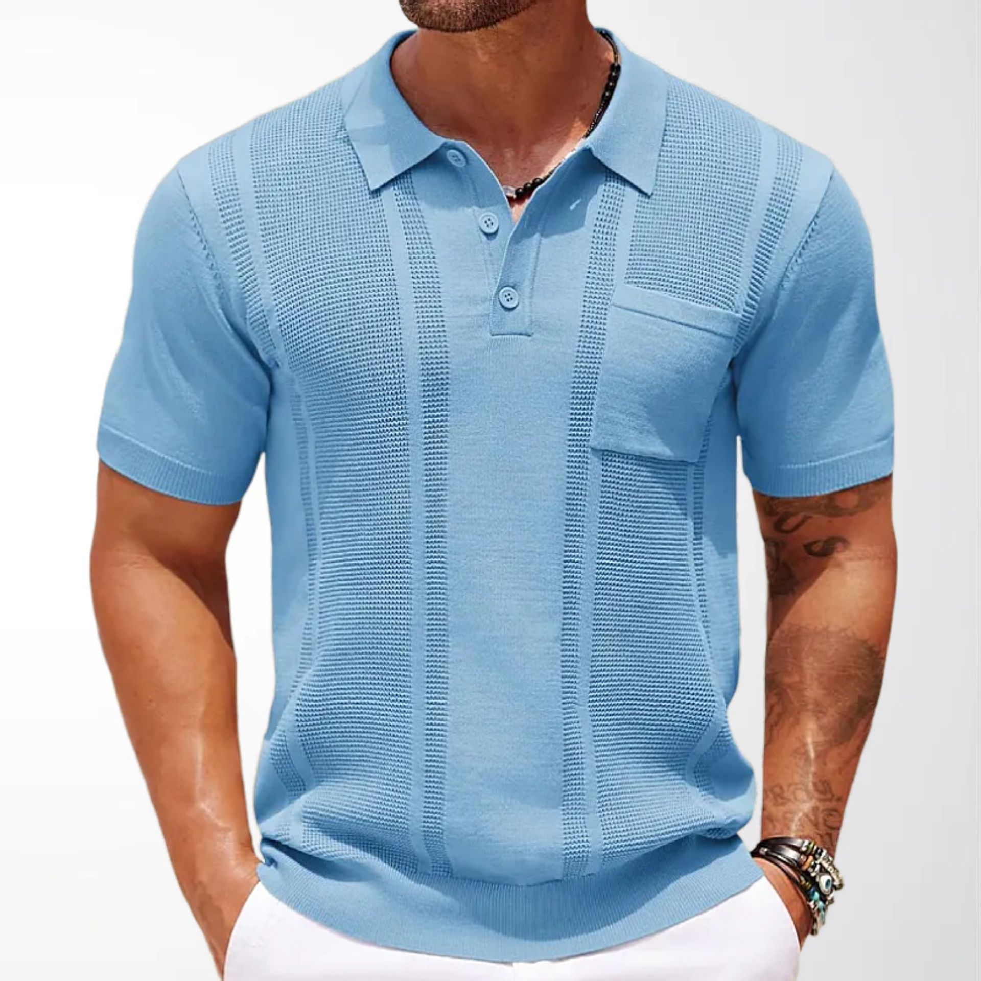 Amazon Cross-border Men's POLO Shirt Summer Solid Color Short-sleeved Pit-strip commuter Pullover Sweater SY0040