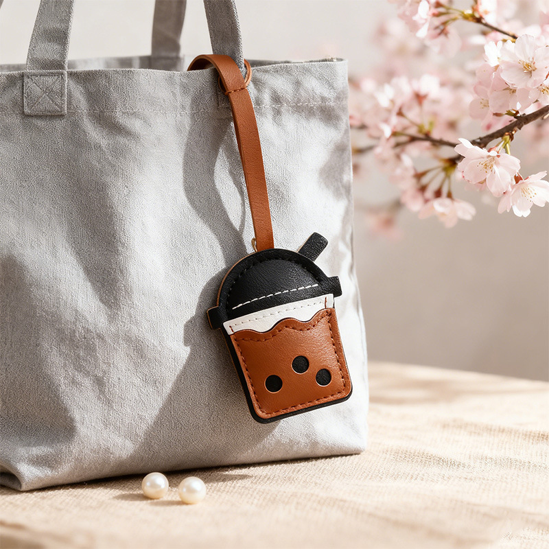 Pearl Milk Tea Cup Leather Bag Pendant, Bag Accessories, Car Keychain Decoration, Graduation Gift Pearl Milk Tea Cup Leather Bag Pendant, Bag Accessories, Car Keychain Decoration, Graduation Gift