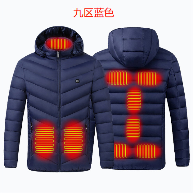 Ropa de calefacción transfronteriza 2023 nueva chaqueta de calefacción ligera de invierno calefacción eléctrica de los hombres USB temperatura constante calefacción abrigo de algodón acolchado