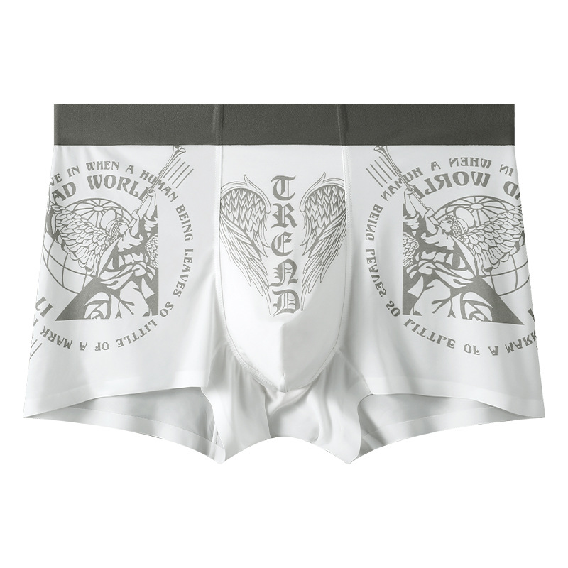 Calzoncillos de seda de hielo para hombre, calzoncillos bóxer de tendencia de primavera 7A, antibacteriano, transpirable y cómodo, calzoncillos deportivos sueltos de cintura media