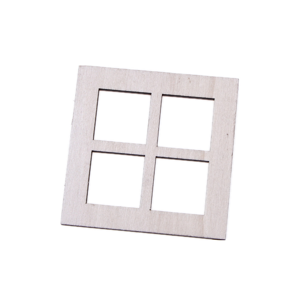 Dollhouse mini embrión liso de madera de cuatro rejillas puerta y Ventana Modelo Navidad puerta ventana Decoración Accesorios
