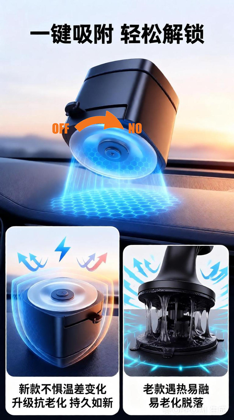 Suction Cup Type Magnetic Car Mount for Vehicle Interior, Magnetic Car Accessories, Magnetic Navigation Support, Car Phone Holder