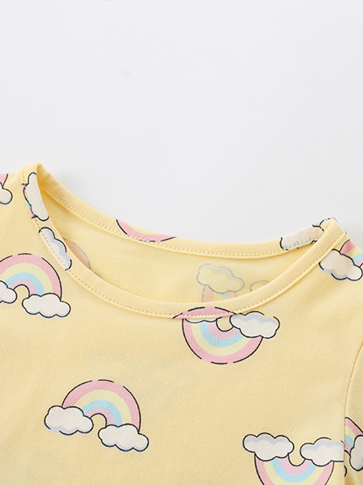 Malwee niñas vestido de princesa otoño nuevo cuello redondo impresión de aire extranjero vestido de mangas largas lindas falda infantil