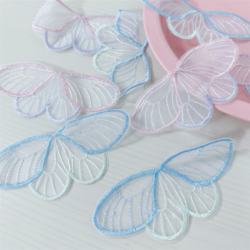 メーカー直売の薄紗レースの蝶の羽のアクセサリーのアクセサリーの頭飾りの服の網の刺繍の布は装飾の補助材料を貼ります。|undefined