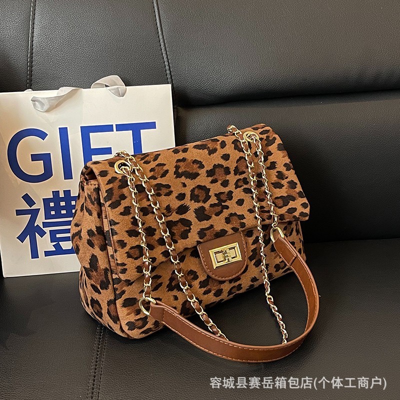 时尚百搭豹纹链条包新款日韩潮流单肩包跨境大容量网红百搭斜挎包|undefined