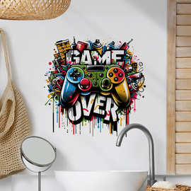 33095-新款英文Playtime创意游戏手柄墙贴个性游戏厅背景墙装饰贴
