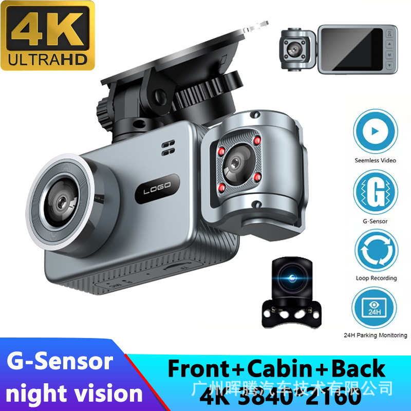 Cross-border foreign trade 4K three-lens dashcam WiFi connected Allwinner chip car DVR driving recorder