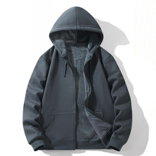 Cross-border cardigan hooded men's sweater New loose autumn and winter fleece-lined thickened jacket coat spring and autumn couple wear